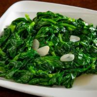 蒜炒豆苗 Pea Leaves With Garlic · Not spicy. Pea leaves cooked with sliced garlic. Served with rice. GF