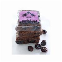 Red Witch Brownie · Chocolate-y Brownie studded with delicious tart-dried cherries. 3.5oz. each.