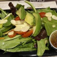 Yk House Salad · Vegan. Mesclum salad, avocado, tomato, radish, sliced green apple, sliced almond, raisin ser...