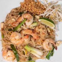 Pad Thai · Rice noodle, egg, scallion, bean curd, bean sprout and crushed peanut.