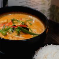 Panang Curry · Coconut milk, bell pepper, string bean and basil.