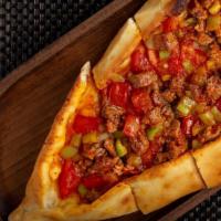 Chopped Meat Pide · Chopped beef, vegetables,mozzarella cheese, spices