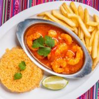 Garlic Shrimp · Served with two choices rice, beans, salad or french fries.