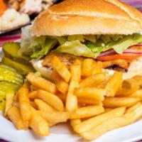 Chicken Sandwich · grill chicken breast 
with French fries 
note:cheese or salad in the sandwich