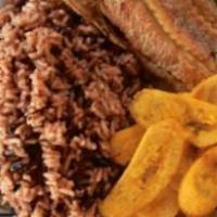 Fried Fish With Rice & Beans · Our flavorful fried fish served with our fresh rice and beans rice served with the side of o...