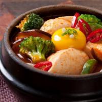 Vegetable Tofu Soup · Mushroom, broccoli, onion, potato, & carrot.