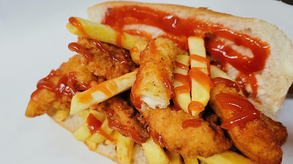 Food Truck · Chicken fingers, French fries, mozzarella sticks and ketchup.