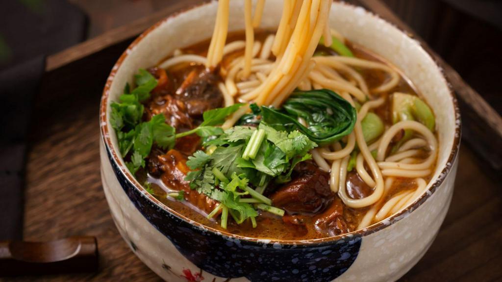 Beef Noodles In Soup · Beef Contains cilantro .
