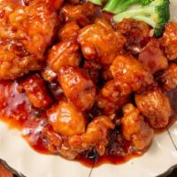 General Tso' S Chicken · deep fried chunk white meat and a few steamed broccoli w. sweet sour spicy sauce