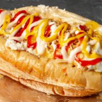  Big Hot Dog / Perro Caliente Grande · Bread, chicken sausage, cheese, bacon,  colombian house salad, crushed potato chips, sauces....