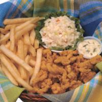 Fresh Clam Strip And Chip Dinner  · Fresh fried clam strips, french fries, coleslaw, tarter sauce