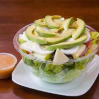 Avocado Delight Salad · Romaine, Tomato, Green Apple, Onion, Boiled egg, & Avocado, with Italian dressing