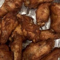 Chicken Wings · Served 6 or 12 with choice of BBQ or buffalo.