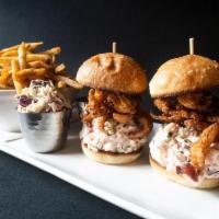 Fried Clam & Lobster Slider Combo · Two sliders, old bay fries, cole slaw