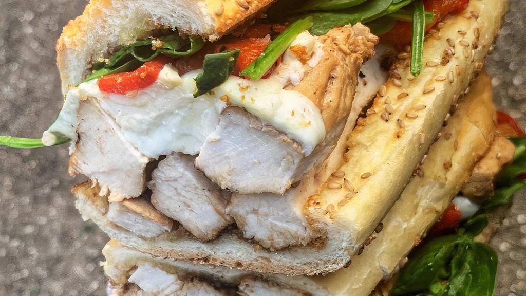 Grilled Chicken Supreme  · Grilled chicken, fresh mozzarella, spinach, roasted peppers & balsamic glaze on a hero.