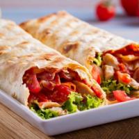 Bacon Chicken Salad Wrap · Fresh chicken salad, crispy bacon, lettuce, tomato, mayo.