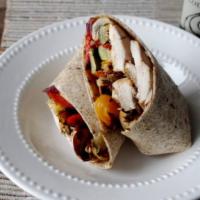 #1. Balsamic Chicken Wrap · Roasted red peppers, mozzarella cheese and balsamic glaze.