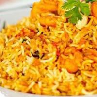 Shrimp Biryani · Gluten-free. Shrimp cooked in herbs and spices with fragrant basmati rice.