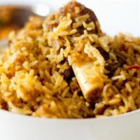 Goat Biryani · Gluten-free. Selected royal portions of goat cooked in herb and spices with fragrant basmati...