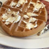 Belgian Waffle · With powdered sugar, butter and syrup