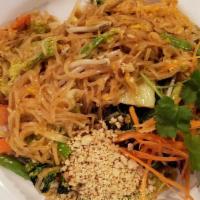 Pad Thai · Rice noodles, egg, scallions, bean sprouts & ground peanuts (Please specify with or without ...