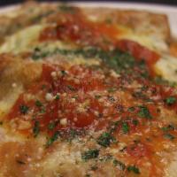 Eggplant Rollatini With Prosciutto & Crostini (Mgf) · Grilled eggplant rolled with prosciutto di Parma and ricotta, topped with mozzarella and pom...