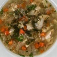 Chicken Noodle Soup · Carrots, potatoes, celery, and mushrooms.