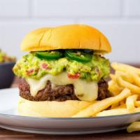 The Mexican Burger · Topped with guacamole and pickled jalapeno.