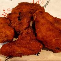 Hot Wings (6) · Breaded chicken wings (halal) are deep-fried.