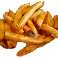 French Fries · A mouthwatering thick-cut  potato fry, coated with sea salt, cracked black pepper and garlic.