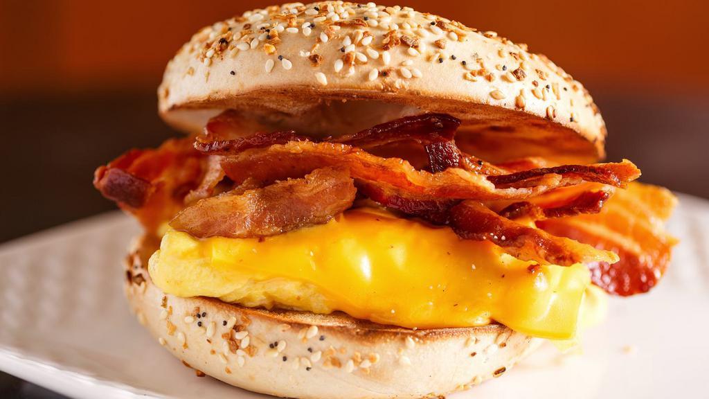 Bacon, Egg, & Cheese Sandwich · Delicious Breakfast sandwich topped with 2 cooked eggs, crispy bacon, and melted cheese. Served on customer's choice of bread.