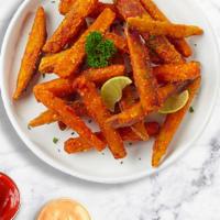 Frizzled Sweet Potato · (Vegetarian) Thick-cut sweet potato wedges fried until golden brown