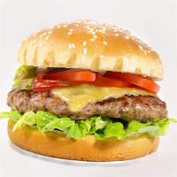 Mingles Cheeseburger & Fries · Homemade Burger Served with Lettuce, Tomatoes on a Potato Bun / Served w Fries or Mixed Gree...