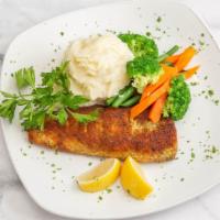 Atlantic Salmon · Choice of simply grilled or herb-crusted with light dijon mustard sauce on the side. Served ...