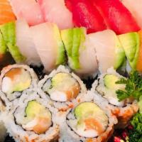Love Boat · 22 pcs. Of assorted sushi & sashimi 2 han rolls & 1 chef roll.