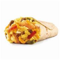 Breakfast Burrito · Scrambled eggs, cheese, and choice of bacon or sausage.