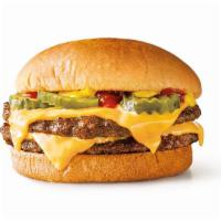 Quarter Pound Double Cheeseburger · ketchup, pickles, mustard and cheese.
