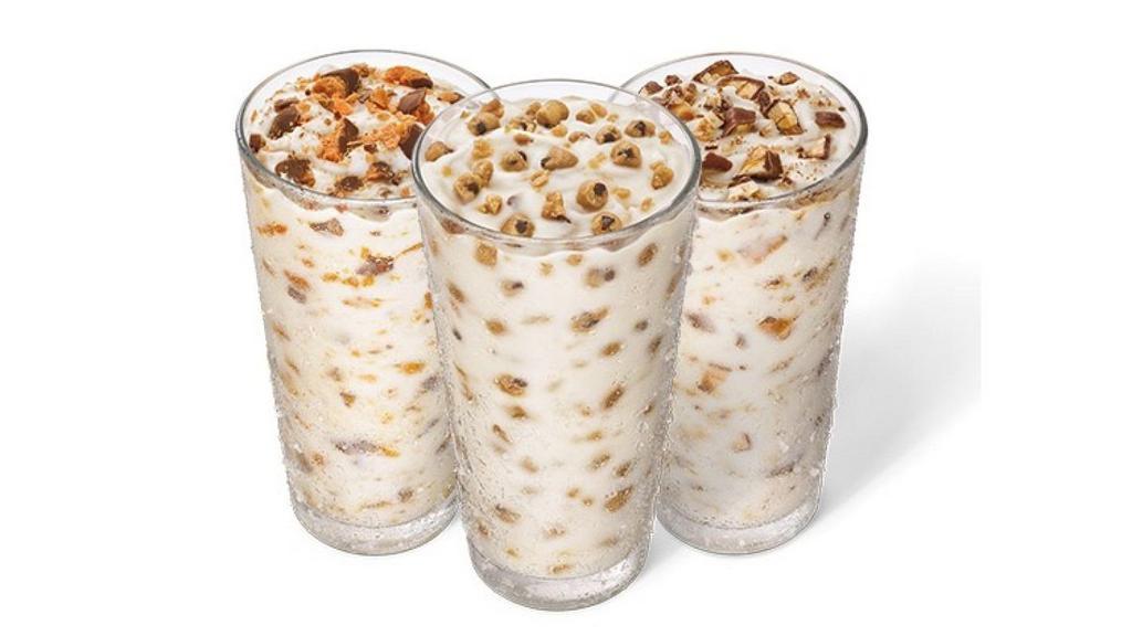 Sonic Blast® With Butterfinger® · Sweet, cold, real vanilla ice cream blended with pieces of Butterfinger® candy.
