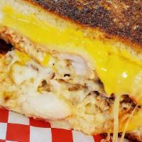 Lobster Cheese Melt · Havarti, Muenster, and Cheddar cheese, lobster meat, Japanese white toast, garlic sauce, gri...