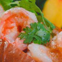 Buttah Shrimp Roll Sandwich · Fresh butter roll, poached peeled shrimp, lettuce, pickled Asian veg, onion, cilantro, Asian...