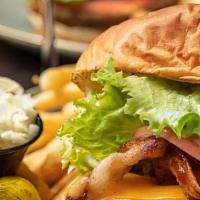 Bacon Cheese Burger · Beef burger topped with american cheddar cheese & pecan bacon
