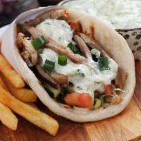 Combo Gyro On Pita · Customer's choice of two meat wrapped in pita.