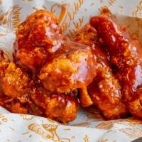 Hot Bbq Fingers · (5 PC) BBQ sauce hot sauce and bleu cheese over chicken.