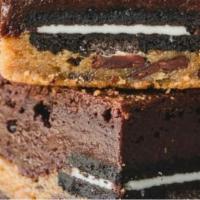 Lili'S Bar · Chocolate chip cookie dough crust topped with whole Oreo and covered with Gooey chocolate ch...