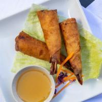 Shrimp Roll (3 Pieces) · Perfectly seasoned shrimp in egg roll skin. Served with plum sauce.