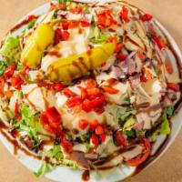 Chopped Antipasto Salad · Romaine lettuce with cherry tomatoes, red onion, kalamata olives,prosciutto, salami, provolo...