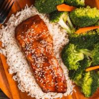 Grilled Salmon · Tender and juicy 8 oz. grilled salmon fillet seasoned with garlic, salt, pepper, and paprika...