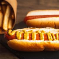 Hot Dog · New York-style frankfurter served on a bun with a side of ketchup and mustard.. Sauerkraut a...