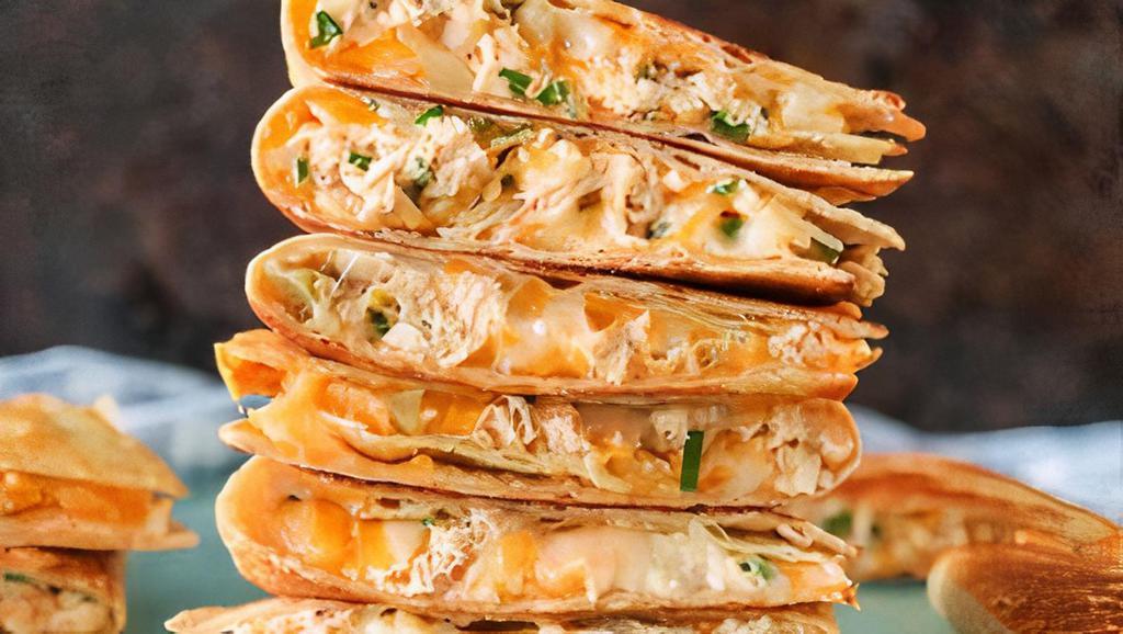 Aqua Man Quesadilla · Solid white albacore tuna, melted cheddar cheese, jack cheese, grilled onions, and peppers.