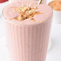 Peanut Butter Blast Smoothie · Banana, peanut butter, almonds, strawberry, and almond milk.